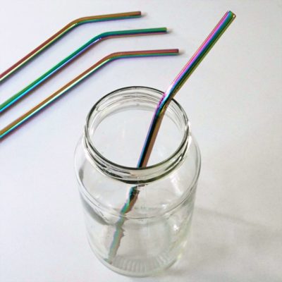 rainbow stainless steel straws bend